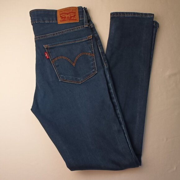 Levi's 711 Skinny Jeans Size 27/4 Low Rise Dark Wash - Picture 1 of 10